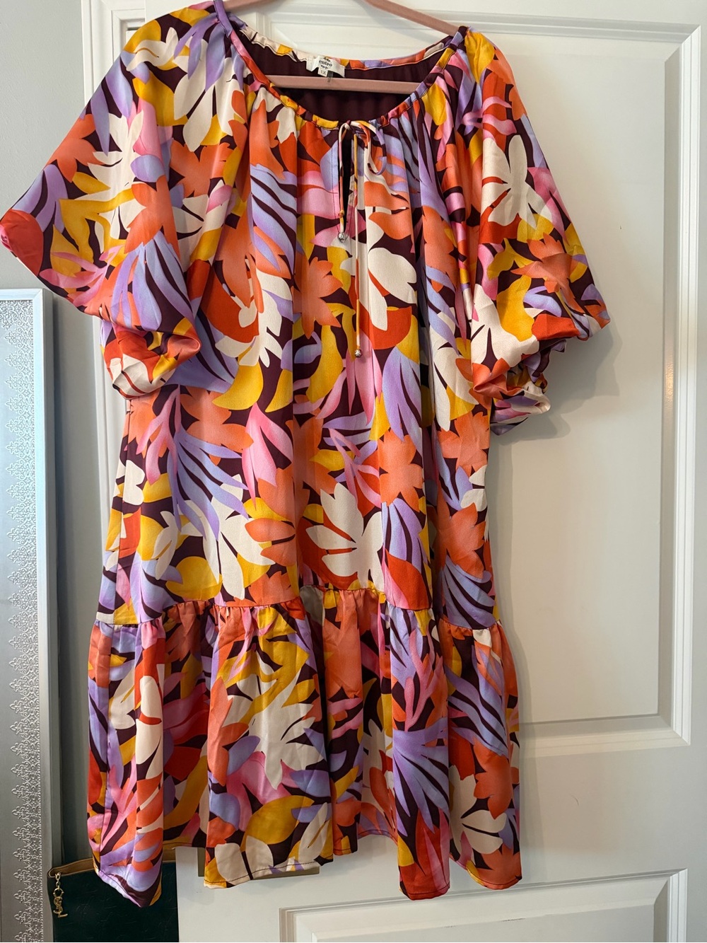 Womenβs Entro Dress size floral Print Flutter-Sleeve Dress - Multicolor